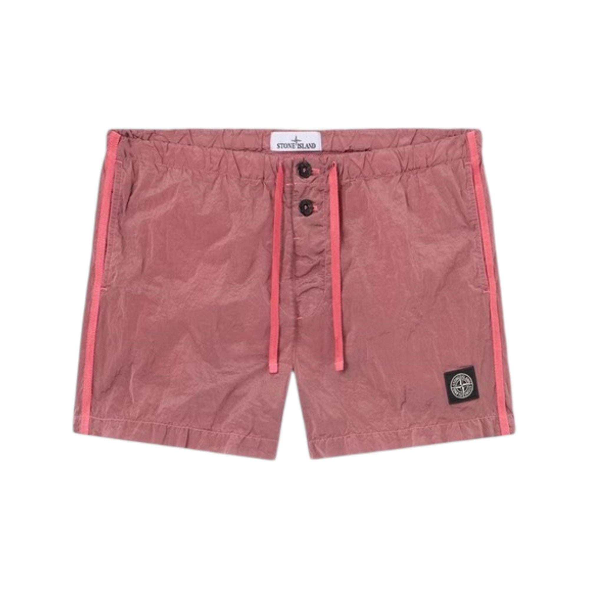 Stone Island Crinkled Nylon Geranium Pink Swim Shorts – Source It