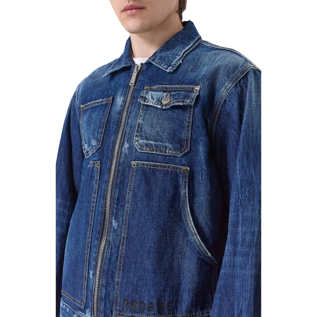 Dsquared2 Dark Semplice Carpenter Jean Jacket Navy Blue W32