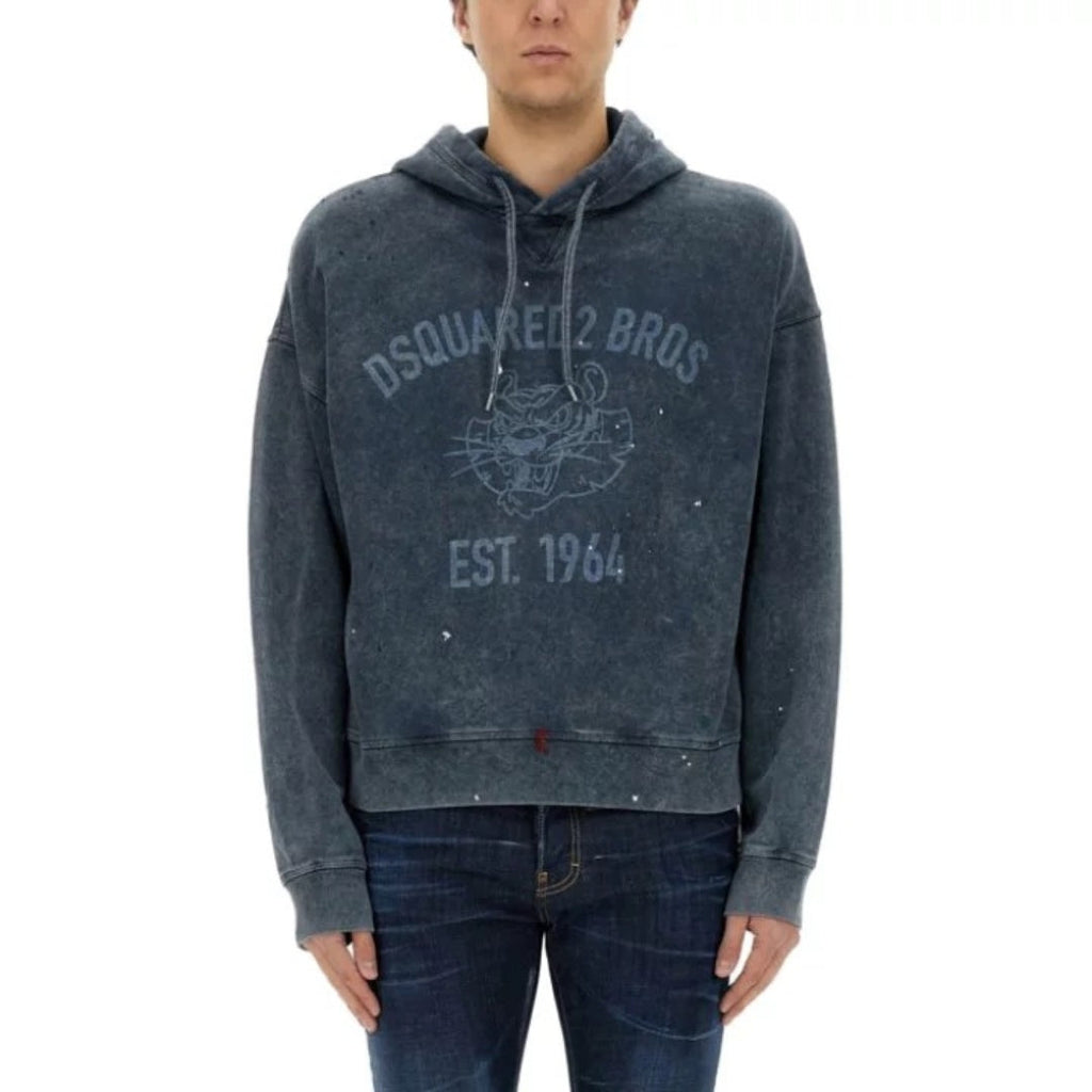 Dsquared2 Distressed Cypro Hoodie Navy Blue S