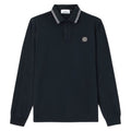 Stone Island Organic Cotton Pique Long Sleeve Navy Polo Shirt