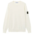 Stone Island Soft Organic Cotton Ribbed Neckline Ivory Sweatshirt
