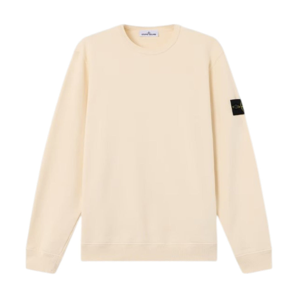 Stone Island Brushed Cotton Ivory White Sweatshirt
