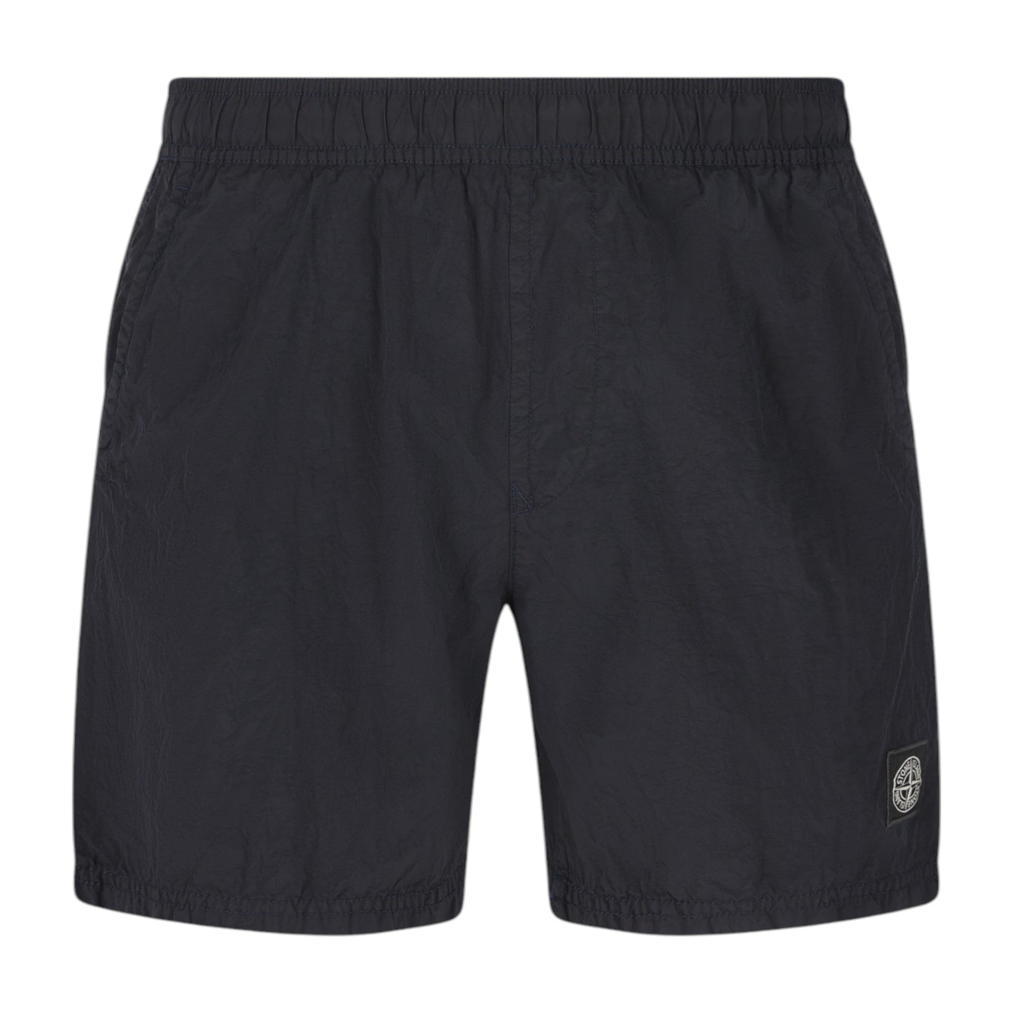 Stone Island Crinkled Nylon Black Swim Shorts