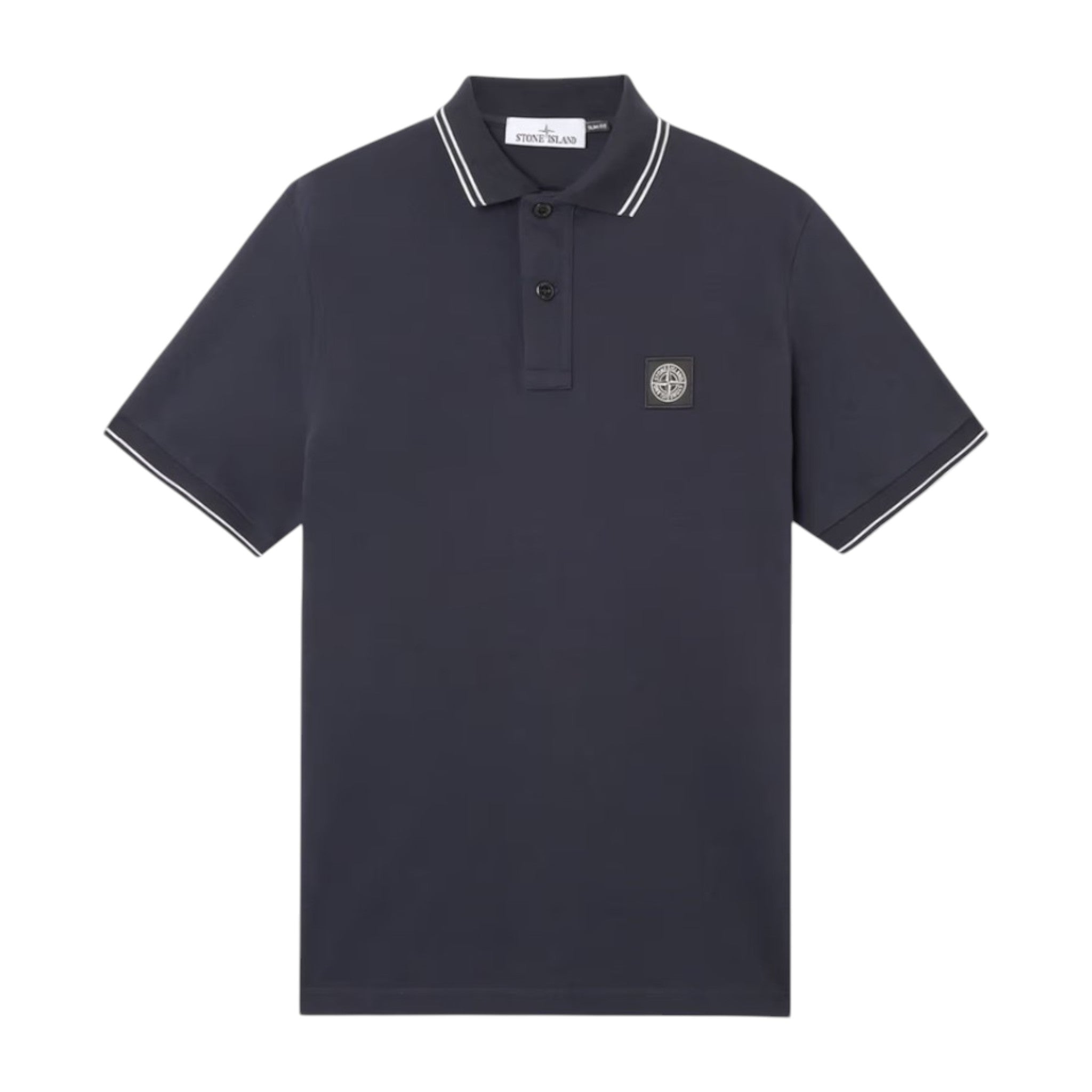 Stone Island Organic Cotton Elastane Pique Navy Polo Shirt