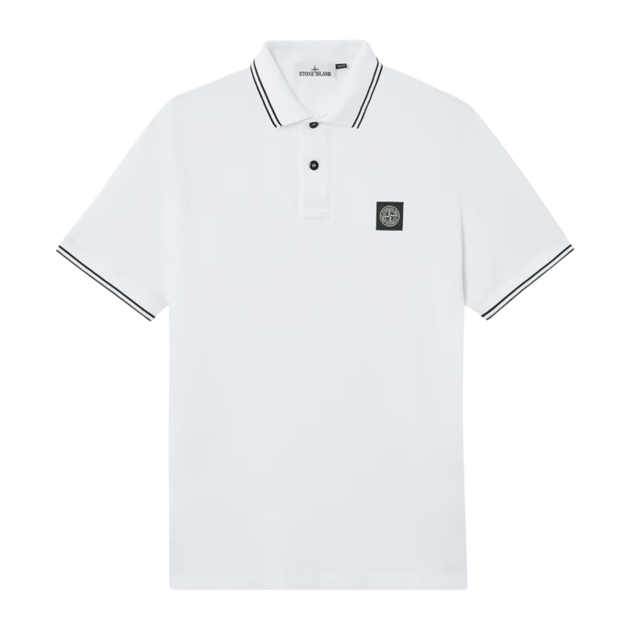 Stone Island Organic Cotton Elastane Pique White Polo Shirt