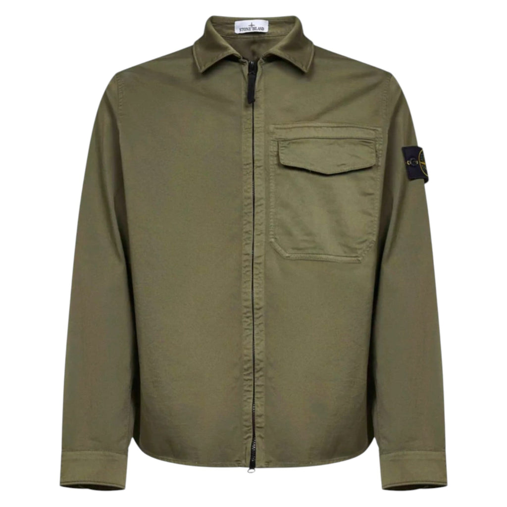 Stone Island Zip-Up Green Overshirt
