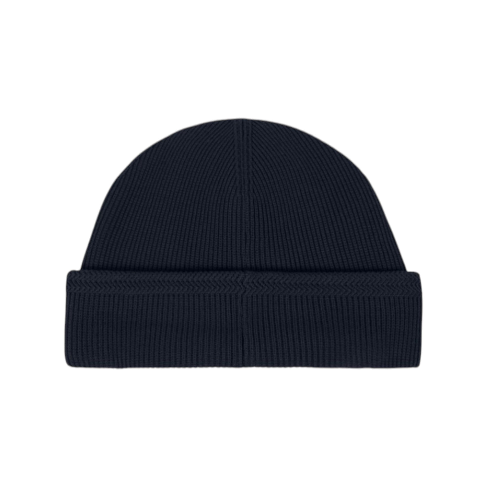 Stone Island Ribbed Organic Cotton Navy Beanie Hat