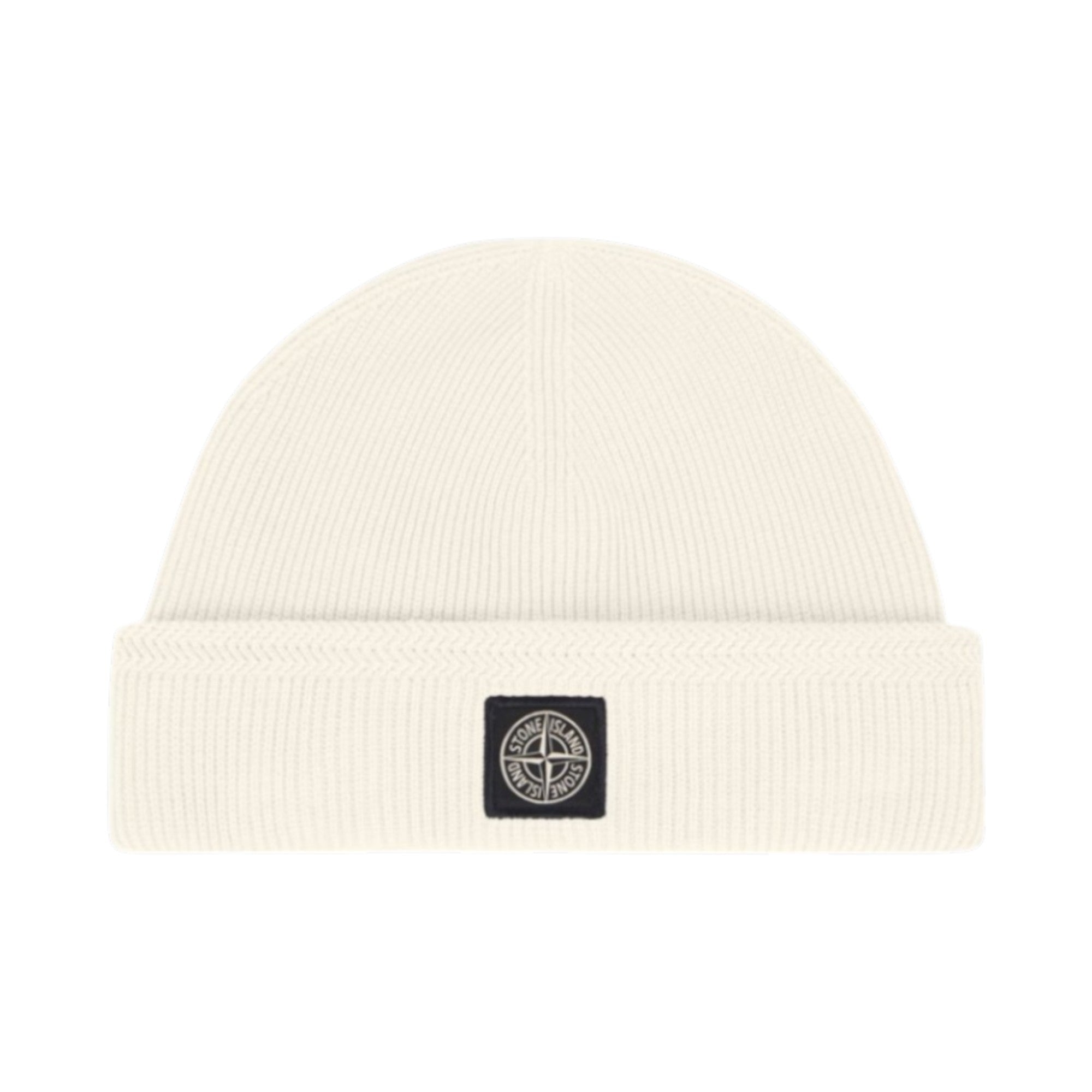 Stone Island Ribbed Organic Cotton Beige Beanie Hat