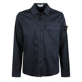 Stone Island Organic Cotton Satin Zip Up Navy Overshirt