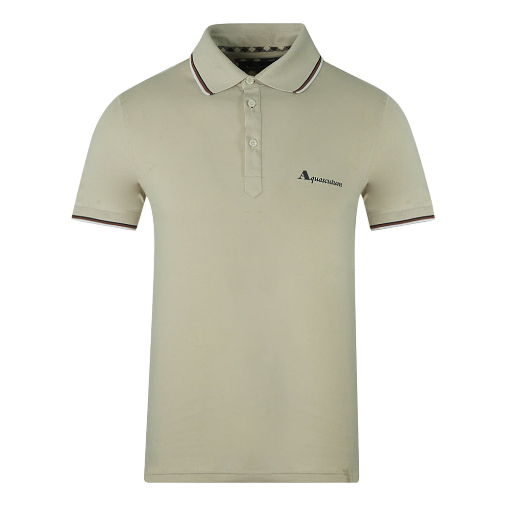 Aquascutum Brand Logo Beige Polohirt
